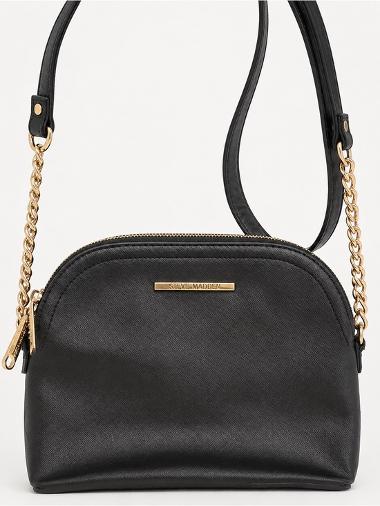 Steve Madden Handbags - Steve Madden Black Saffiano Dome Crossbody Bag Gold Chain Strap